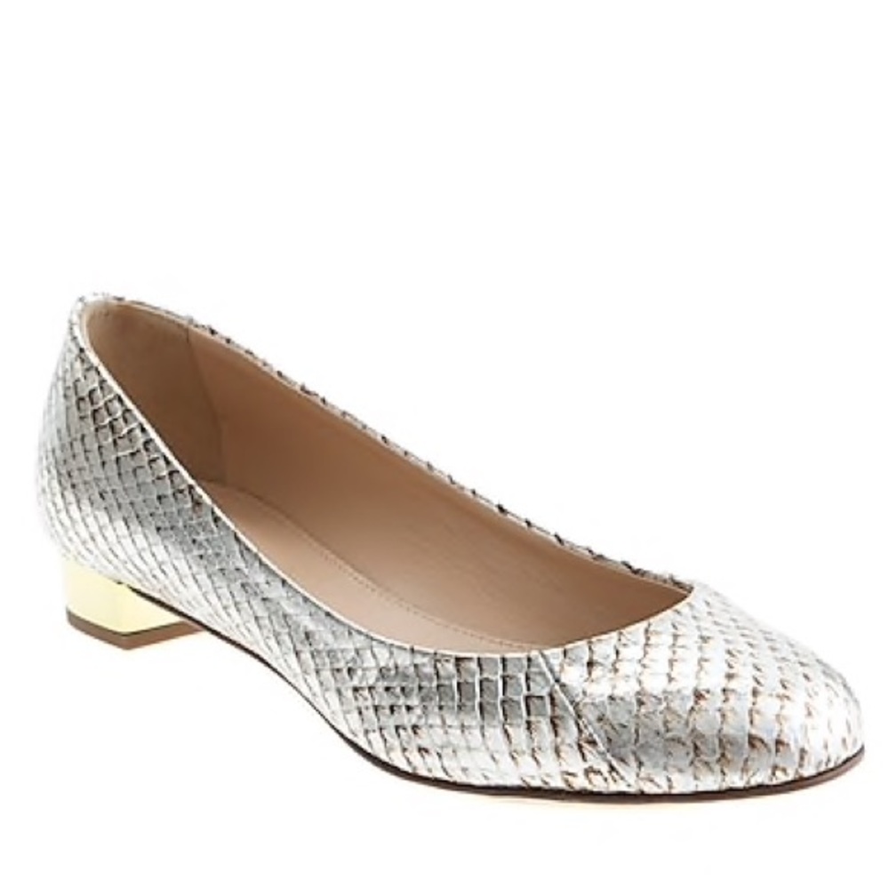 JCREW Collection Metallic Janey Snake Skin EUC 7